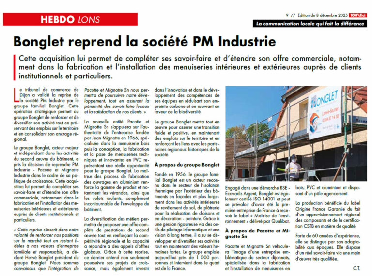 actualités 3 revue de presse article reprise pacotte mignotte du 8 decembre 2025 1151x855
